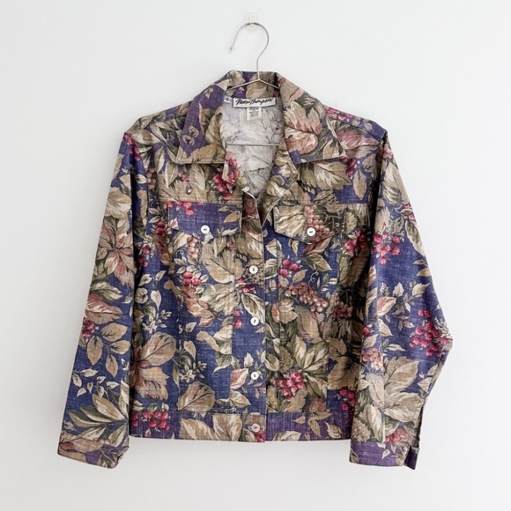 Vintage Norm Thompson Tapestry Multicolor Floral Jacket Size Small